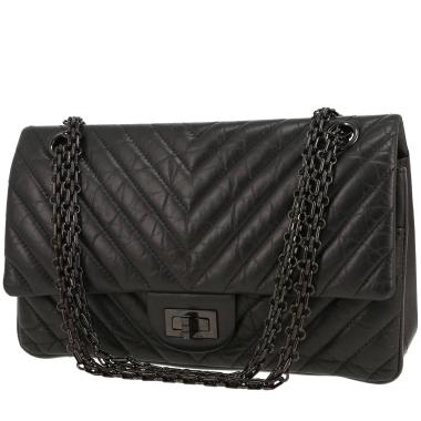 Borsa a tracolla Chanel  2.55 in pelle trapuntata a zigzag nera