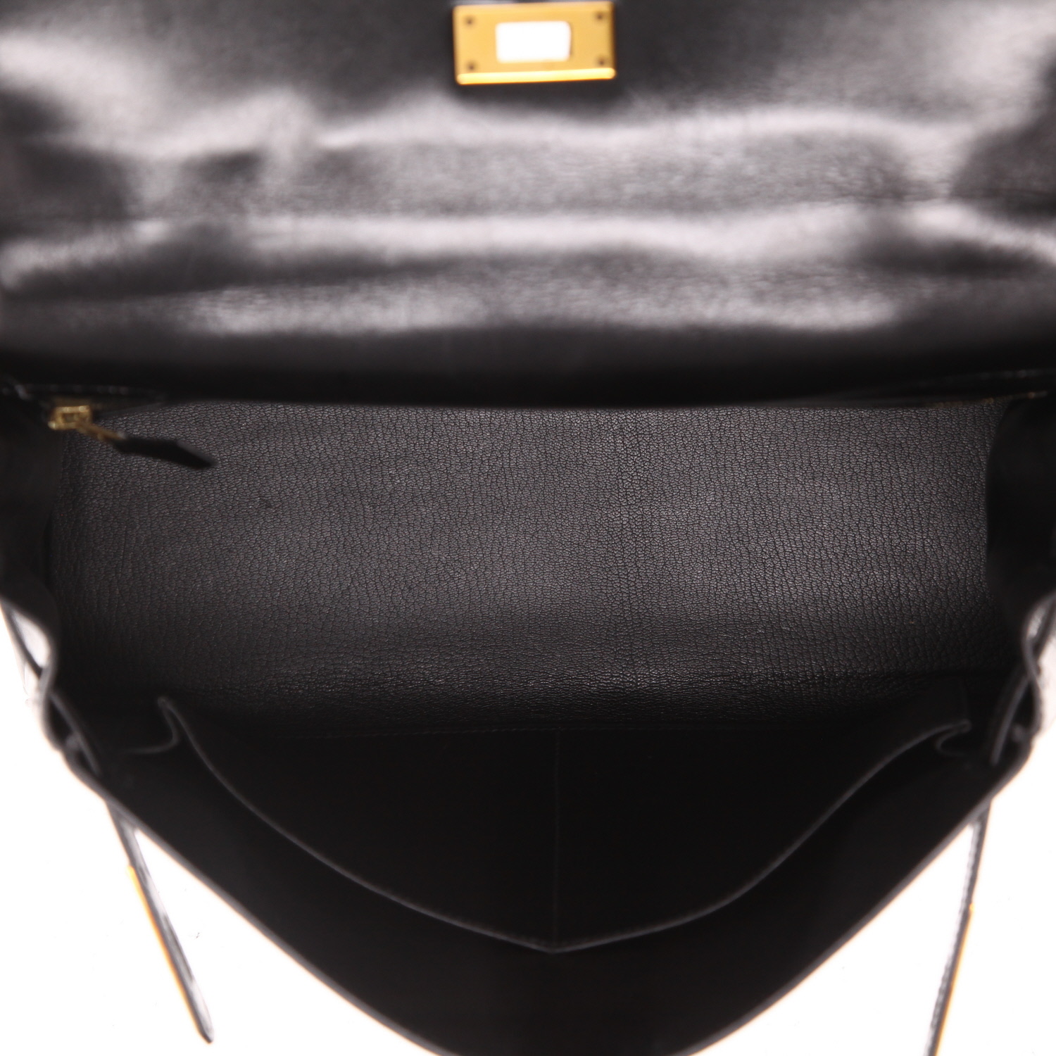 Hermès Kelly 32 cm handbag in Noir box leather - Detail D3