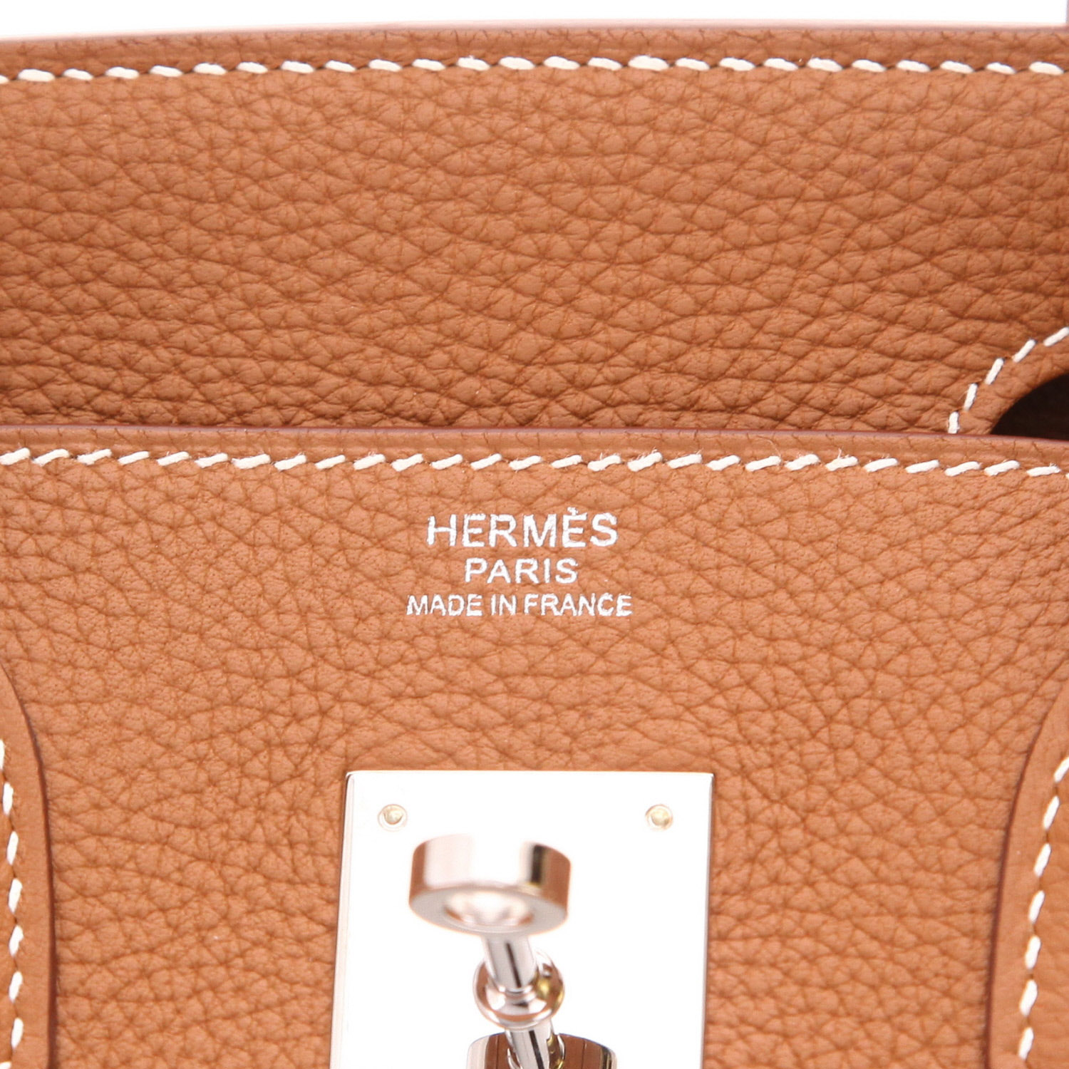 Bolso de mano Hermès  Birkin 30 cm en cuero togo color oro - Detail D2
