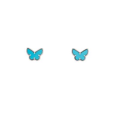 Van Cleef & Arpels Sweet Butterflies small earrings in white gold and turquoise