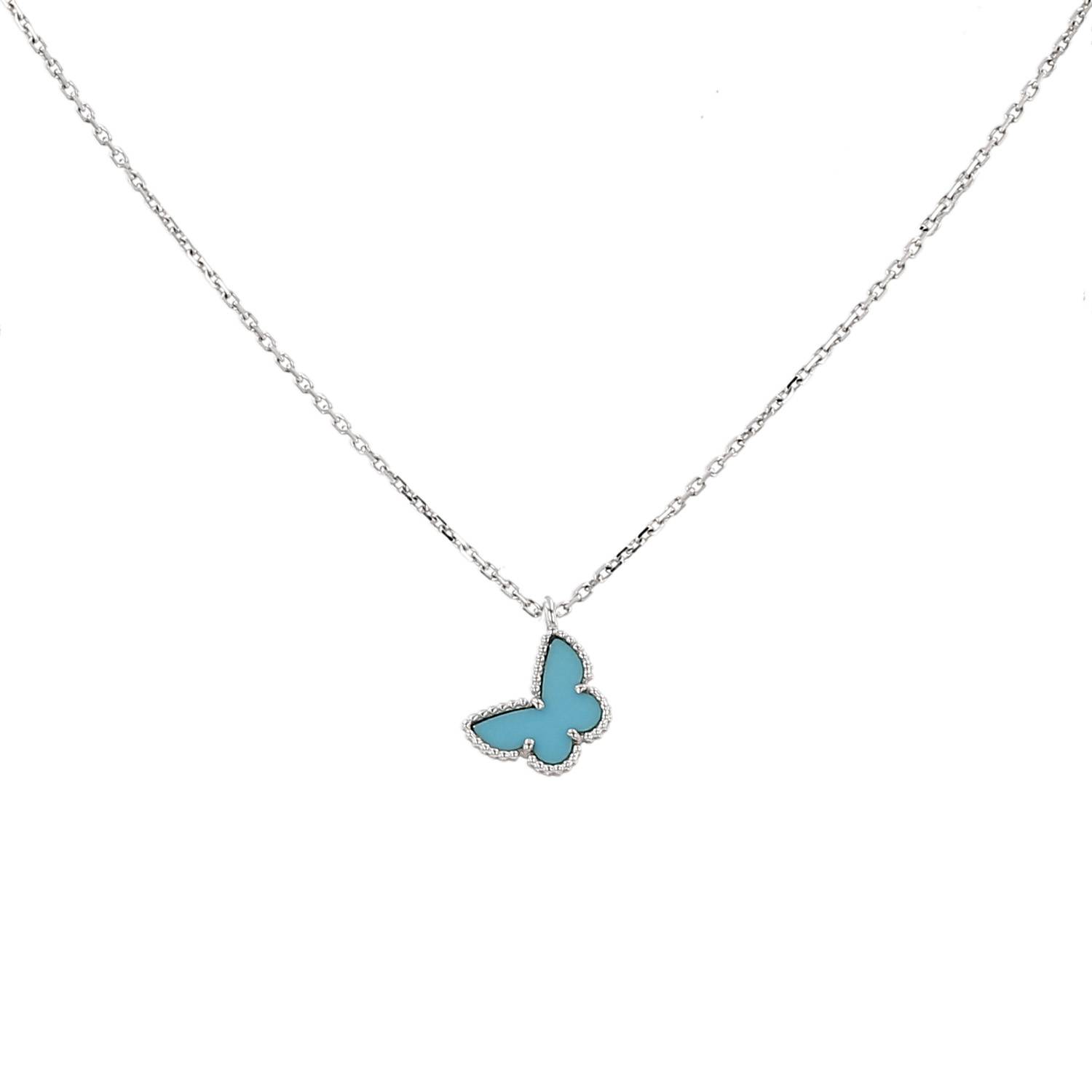 Collier Van Cleef & Arpels Sweet Butterflies en or blanc et turquoise