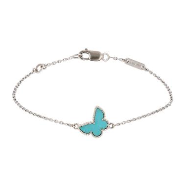 Van Cleef & Arpels Sweet Butterflies bracelet in white gold and turquoise