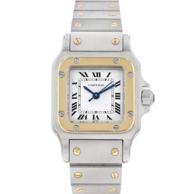 Montre Cartier Santos petit modèle  en or et acier Ref: Cartier - 0902  Vers 1990