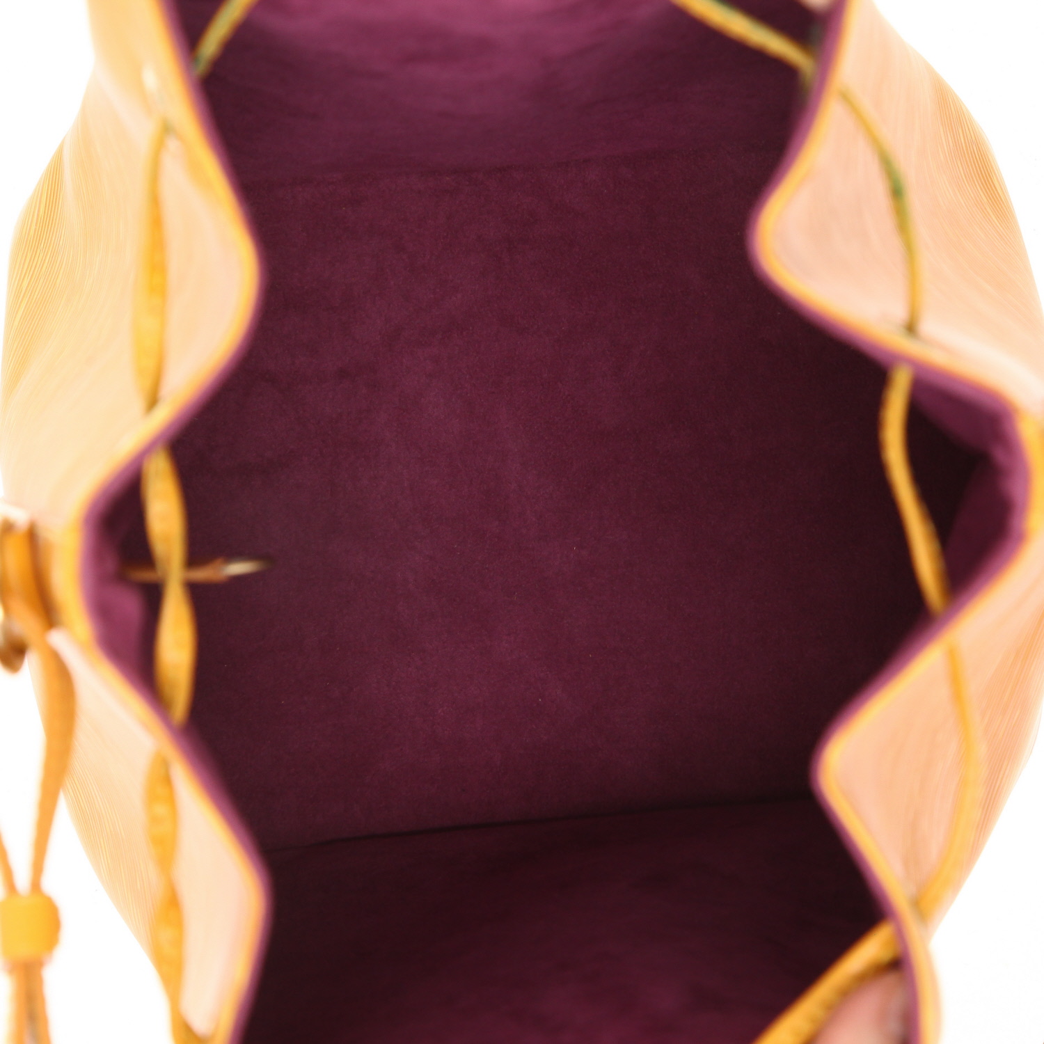 Sac à main Louis Vuitton  Noé en cuir épi jaune et cuir naturel - Detail D3