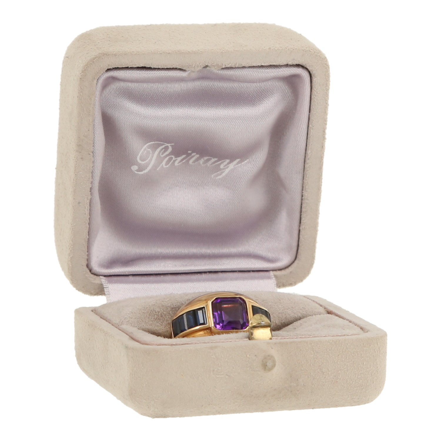 Bague Poiray  en or jaune, améthyste et saphirs - Detail D2