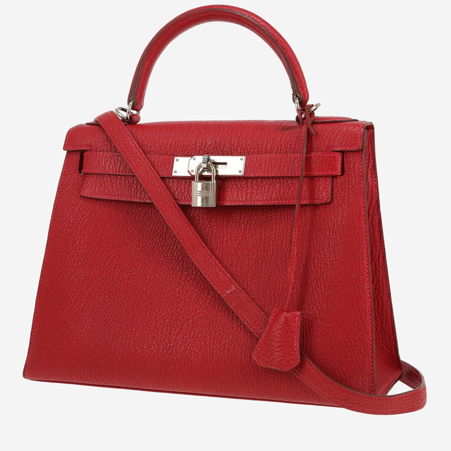 Borsa Hermès  Kelly 28 cm in capra rossa