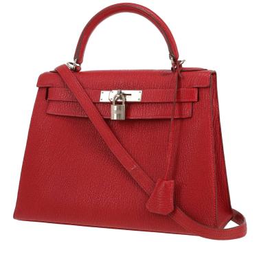 Bolso de mano Hermès  Kelly 28 cm en cabra roja