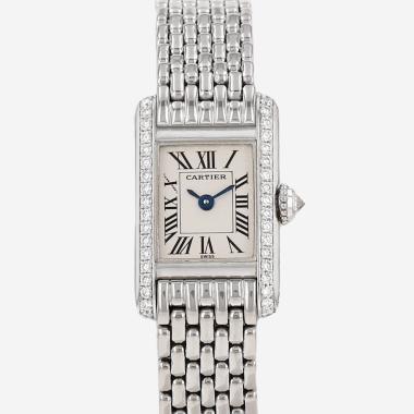 Montre Cartier Mini Tank et or blanc Ref: Cartier - 1371  Vers 1990