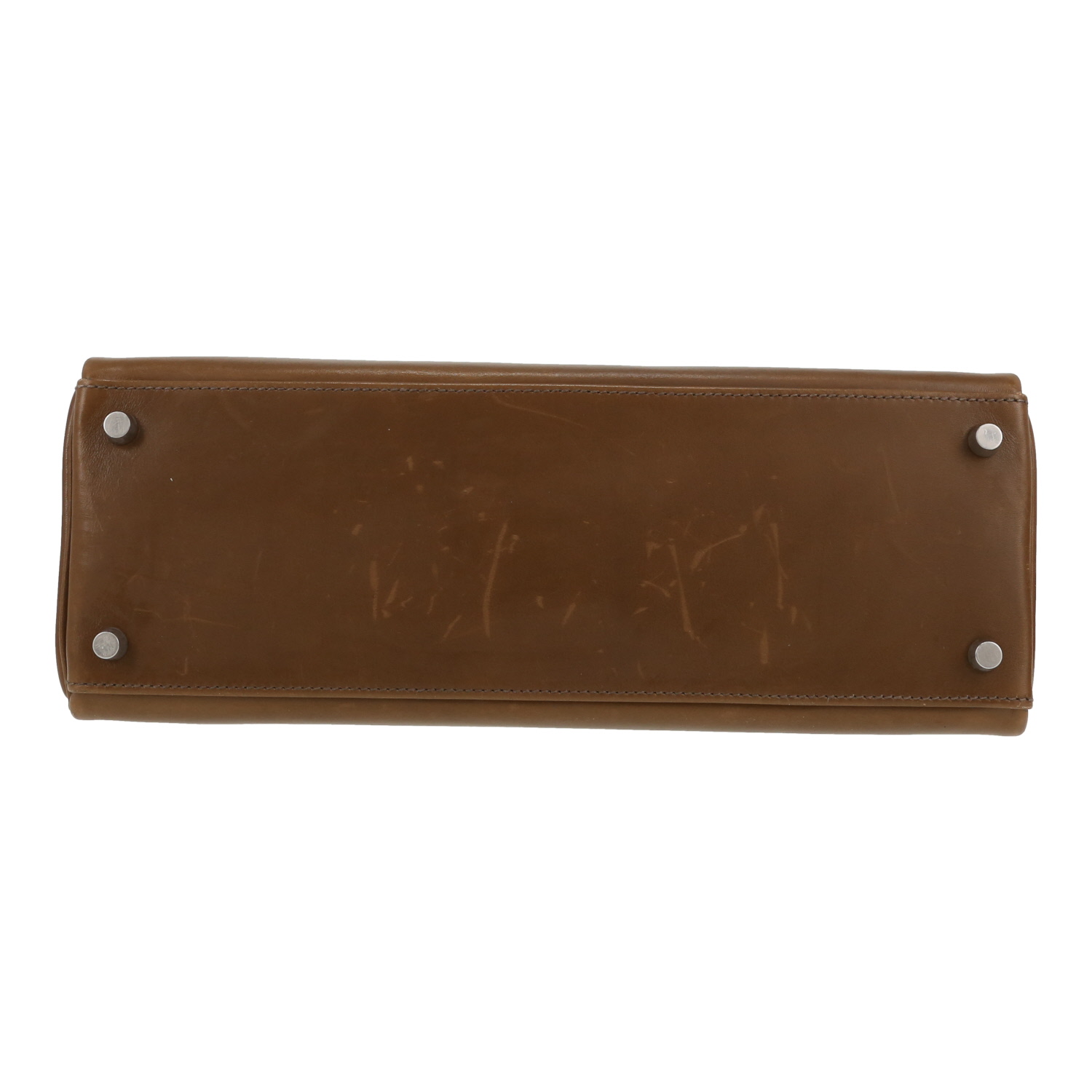 Hermès  Kelly 32 cm handbag  in olive green box leather - Detail D1