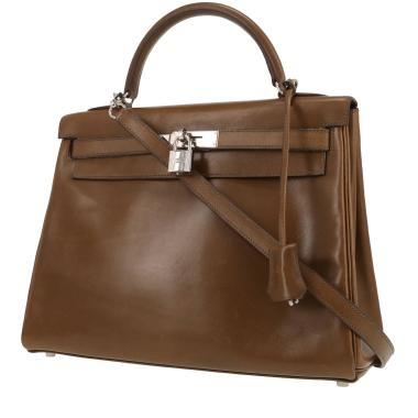 Sac à main Hermès  Kelly 32 cm en cuir box vert-olive