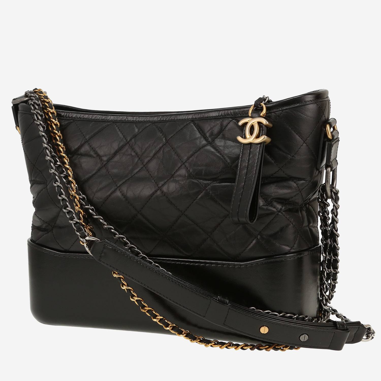 Sac bandoulière Chanel  Gabrielle  en cuir matelassé noir
