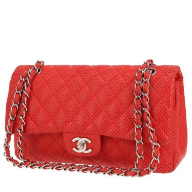 Sac à main Chanel  Timeless Classic en cuir matelassé perforé rouge