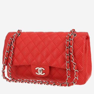 Sac à main Chanel  Timeless Classic en cuir matelassé perforé rouge