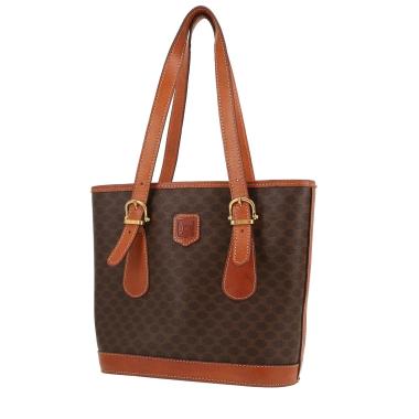 Borsa Celine  Vintage in tela "Triomphe" marrone e pelle marrone