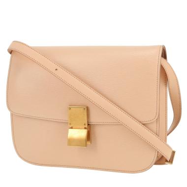 Borsa a tracolla Celine  Classic Box in pelle beige