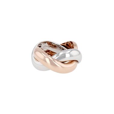 Half-articulated Poiray Tresse ring in white gold and pink gold