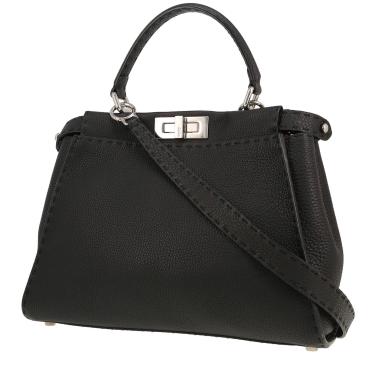 Fendi  Peekaboo medium model  handbag  in black grained leather