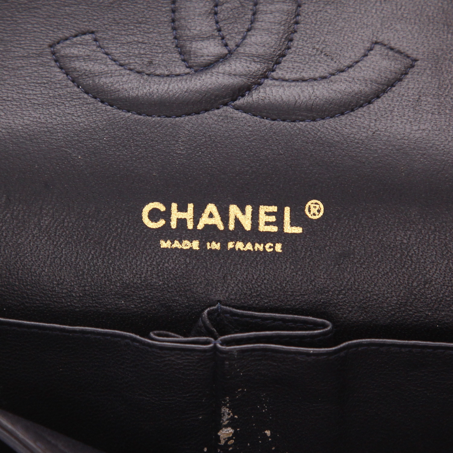Sac à main Chanel  Timeless Classic en toile jersey bleue - Detail D2