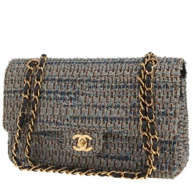Borsa Chanel  Timeless Classic in tela jersey blu