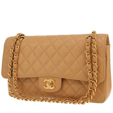 Chanel  Timeless Classic handbag  in beige quilted grained leather