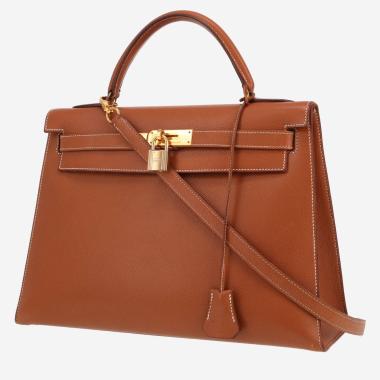 Sac à main Hermès  Kelly 32 cm en cuir Courchevel gold