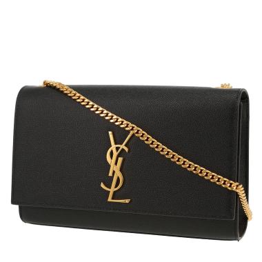Bolso bandolera Saint Laurent  Kate modelo mediano  en cuero granulado negro