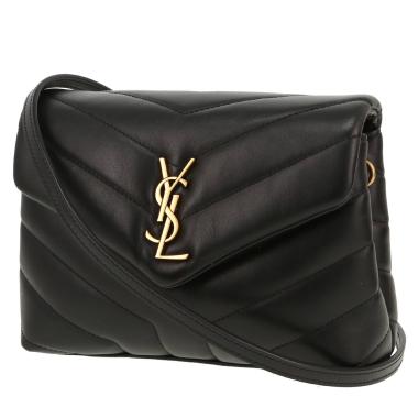 Saint Laurent  Toy Loulou shoulder bag  in black chevron quilted leather