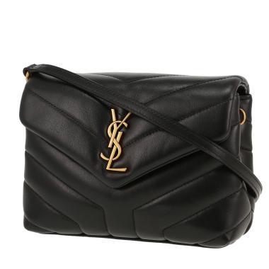 Borsa a tracolla Saint Laurent  Toy Loulou in pelle trapuntata a zigzag nera
