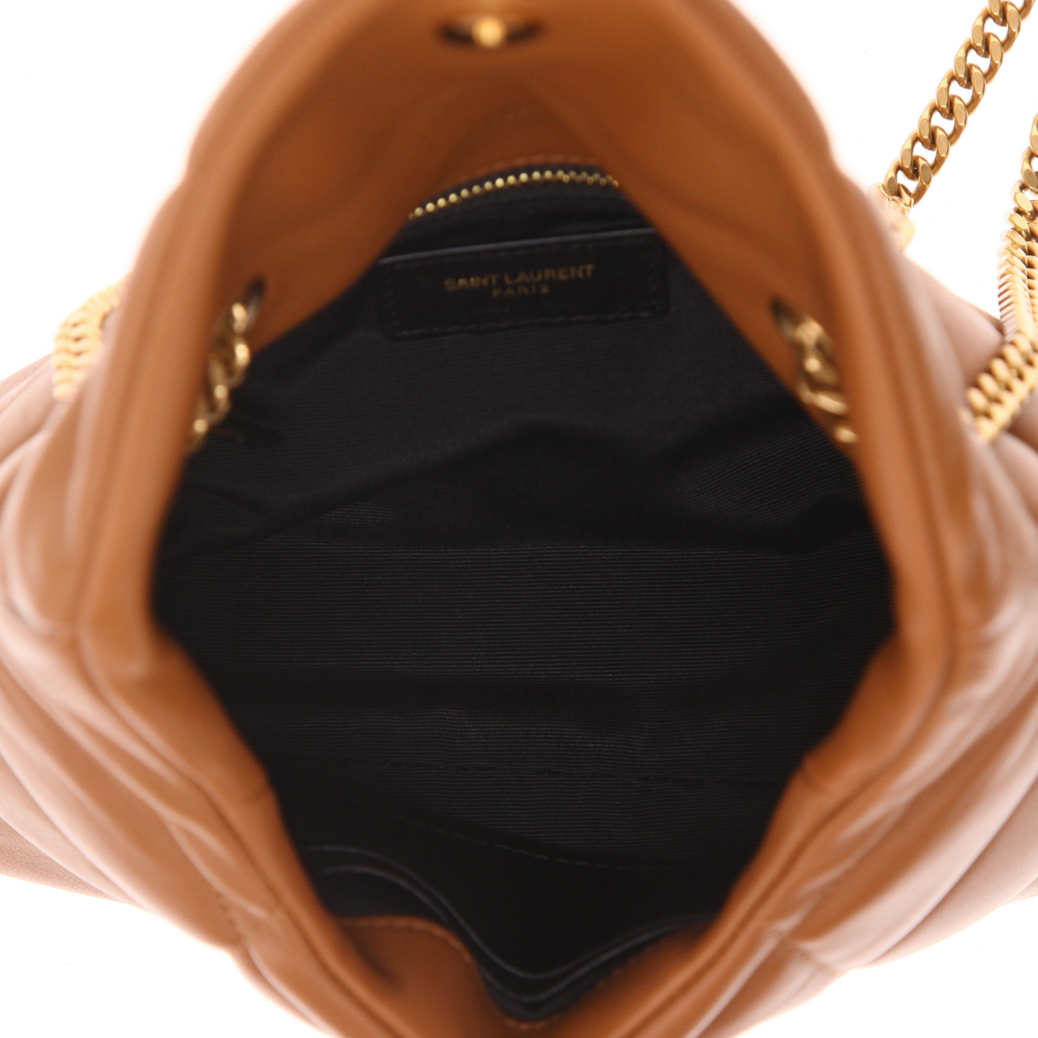 Saint Laurent   small model  shoulder bag  in havana brown quilted leather - Detail D3