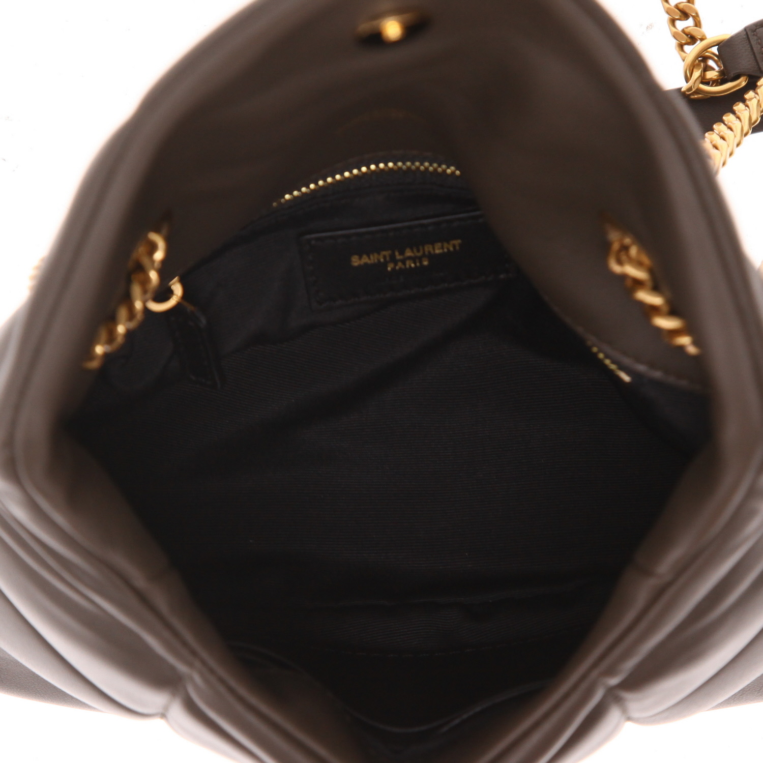 Sac bandoulière Saint Laurent  Puffer Toy en cuir matelassé vert-kaki - Detail D3