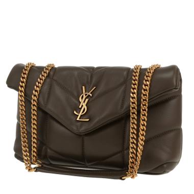 Sac bandoulière Saint Laurent  Puffer Toy en cuir matelassé vert-kaki
