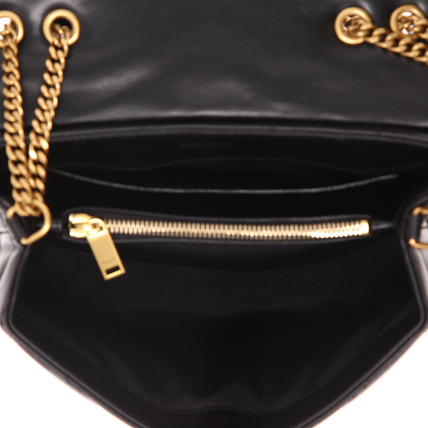 Borsa a tracolla Saint Laurent  Loulou modello piccolo  in pelle trapuntata a zigzag nera - Detail D3
