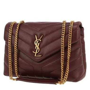 Borsa a tracolla Saint Laurent  Loulou modello piccolo  in pelle trapuntata a zigzag bordeaux
