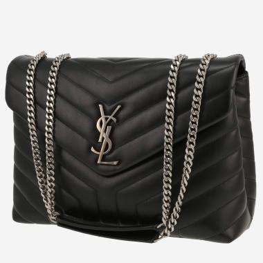 Saint Laurent  Loulou medium model  shoulder bag  in black chevron quilted leather