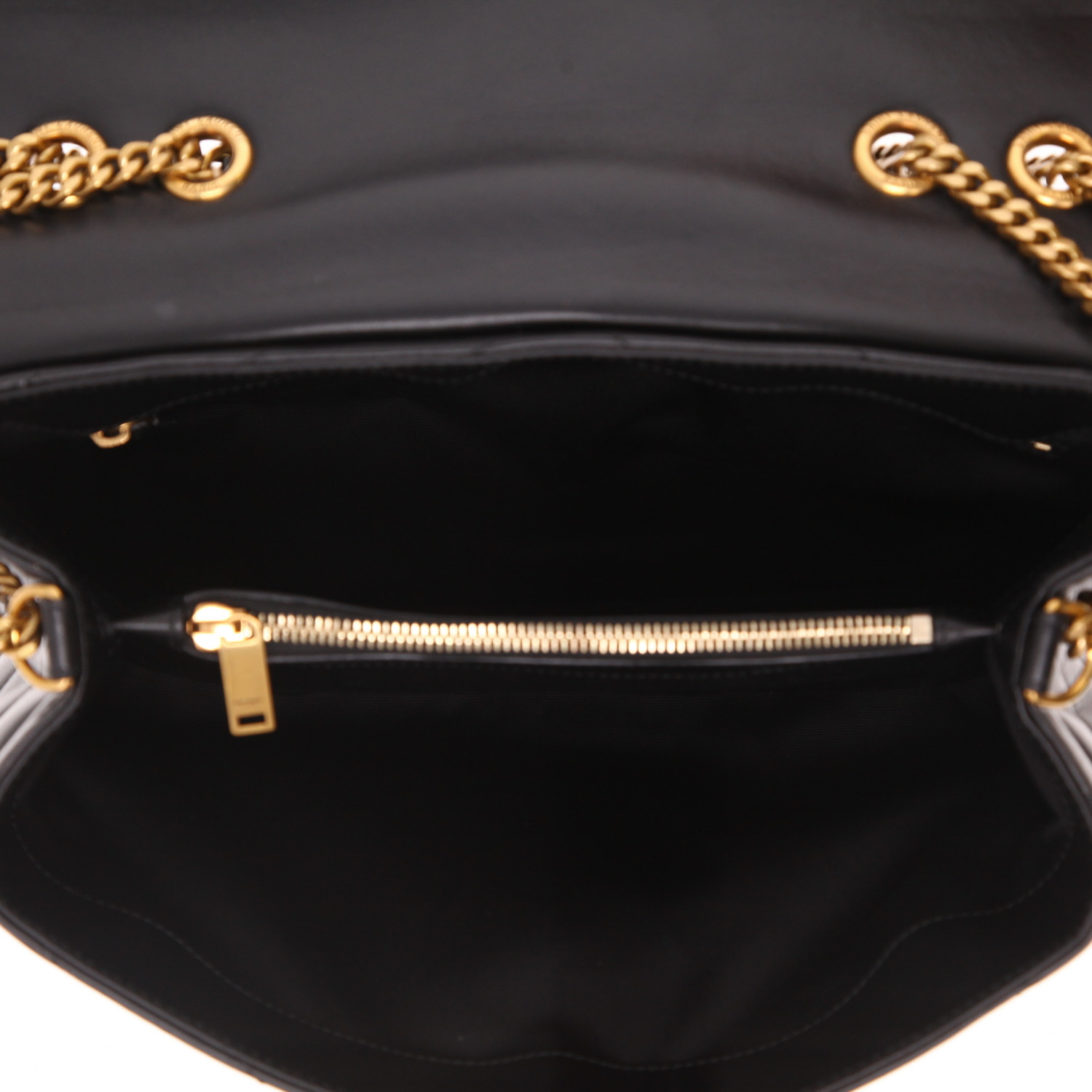 Borsa a tracolla Saint Laurent  Loulou modello medio  in pelle trapuntata a zigzag nera - Detail D3