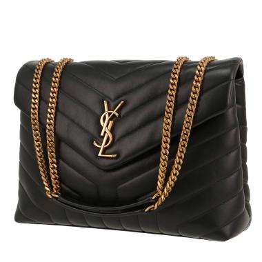 Borsa a tracolla Saint Laurent  Loulou modello medio  in pelle trapuntata a zigzag nera