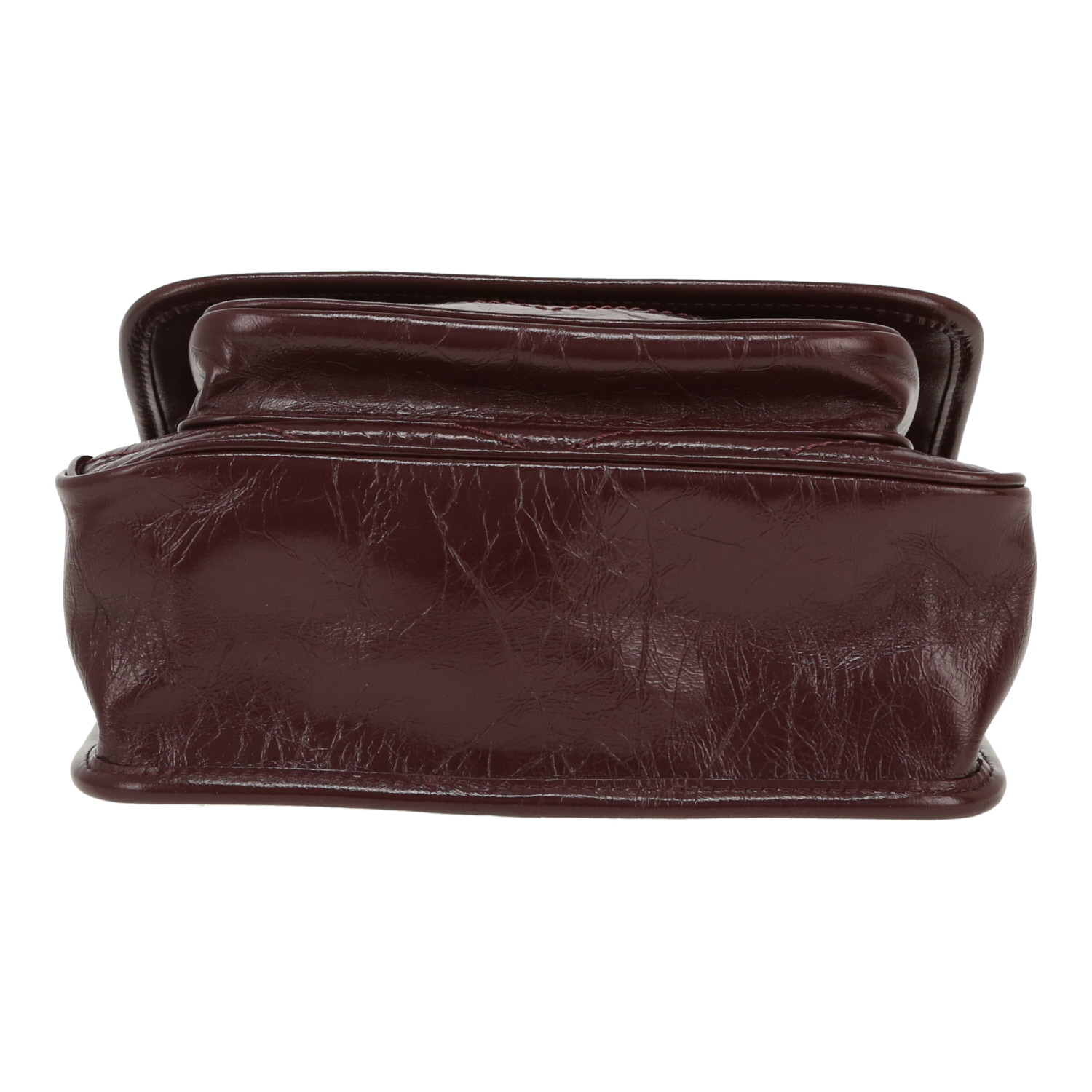 Sac bandoulière Saint Laurent  Niki Baby en cuir matelassé chevrons bordeaux - Detail D1