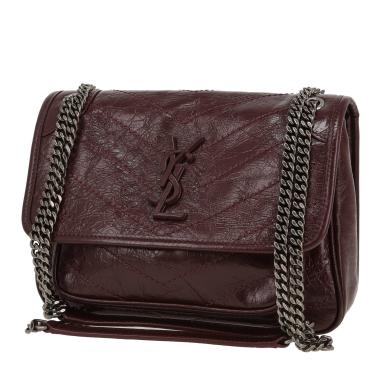 Saint Laurent  Niki Baby shoulder bag  in burgundy chevron quilted leather