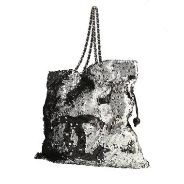 Sac à main Chanel   en toile noire et sequin