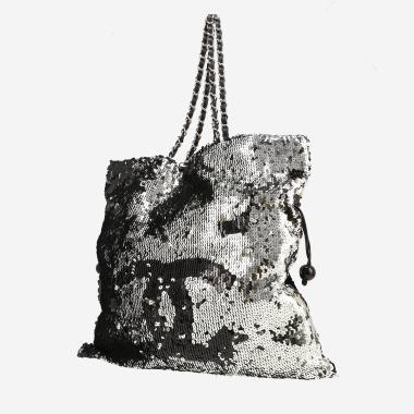 Borsa Chanel   in tela nera e paillettes