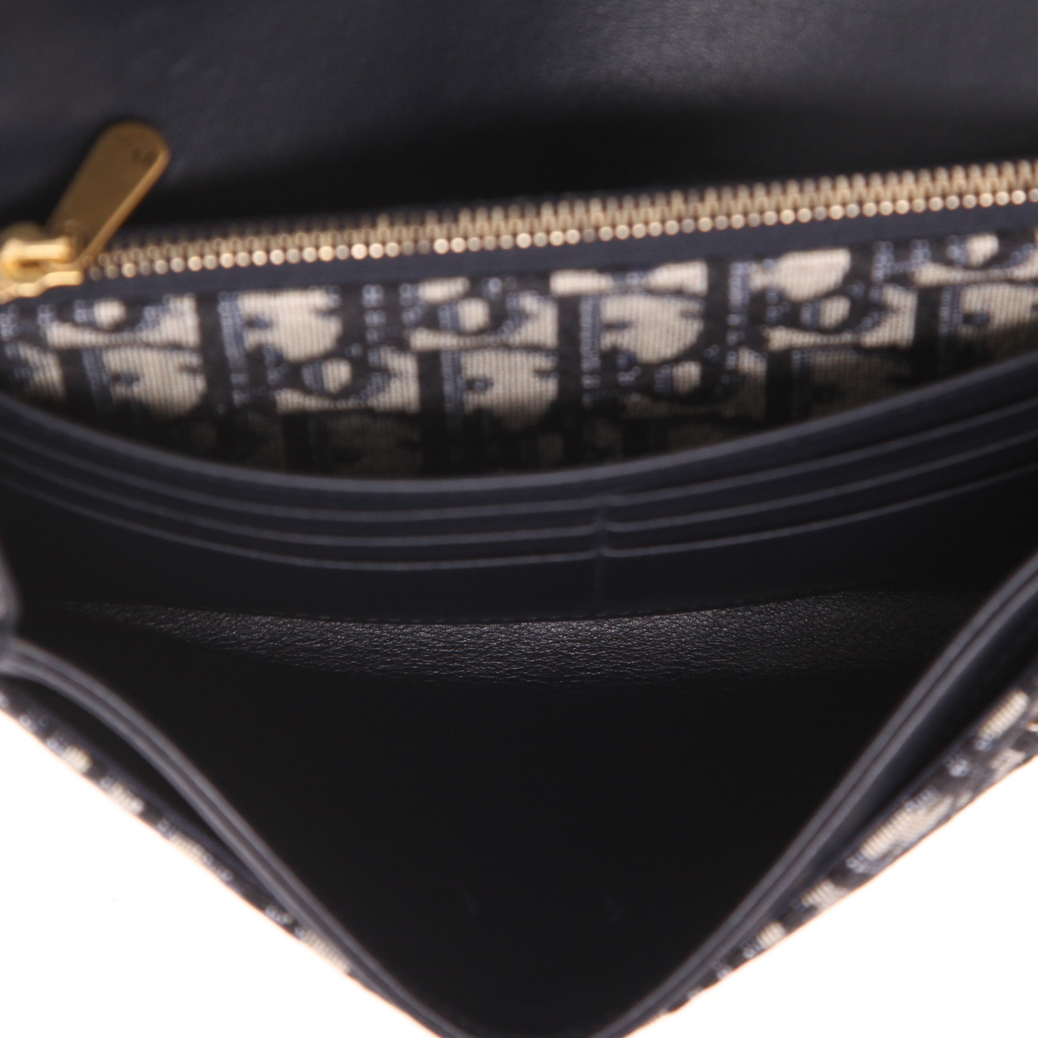 Dior  Pochette Saddle shoulder bag  in navy blue monogram canvas Oblique  and navy blue leather - Detail D3