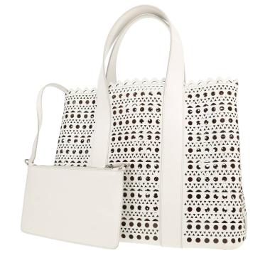 Bolso de mano Alaïa  Mina en calado de cuero blanco