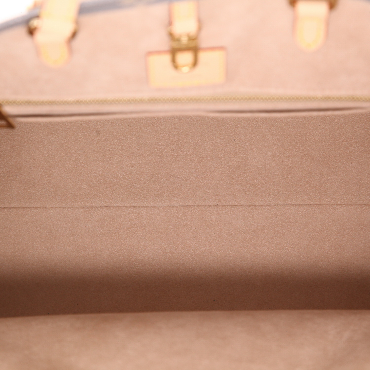 Sac cabas Louis Vuitton  Onthego moyen modèle  en toile monogram deux tons grise et beige - Detail D3