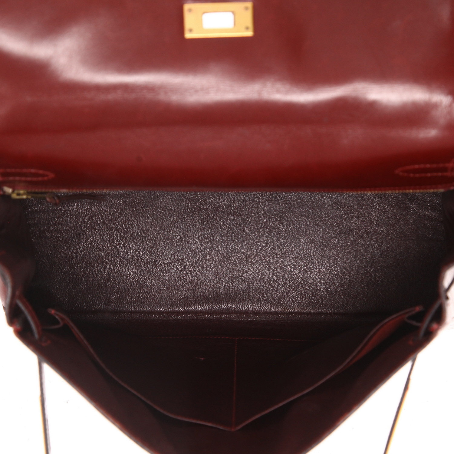 Hermès Kelly 32 cm handbag in red H box leather - Detail D3