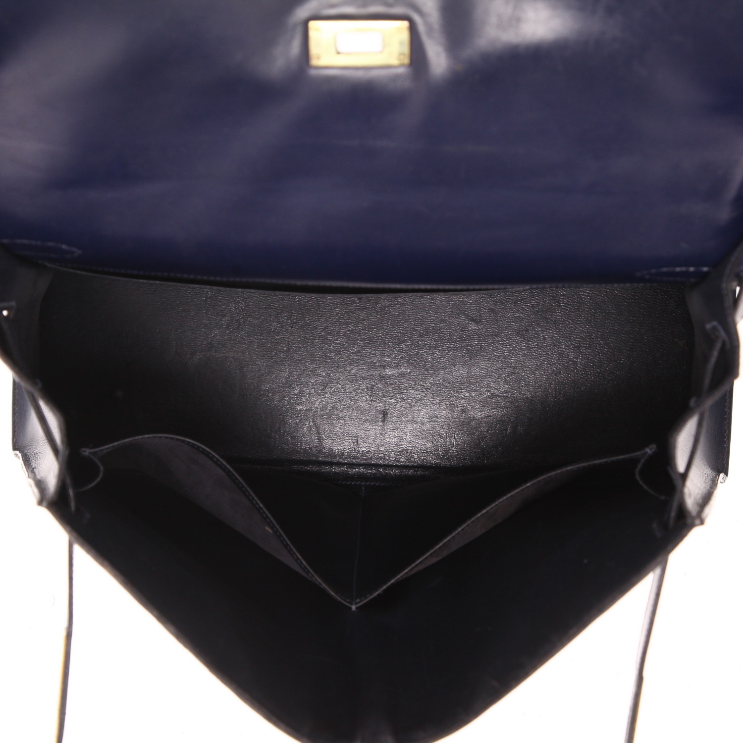 Sac à main Hermès  Kelly 35 cm en cuir box bleu-marine - Detail D3