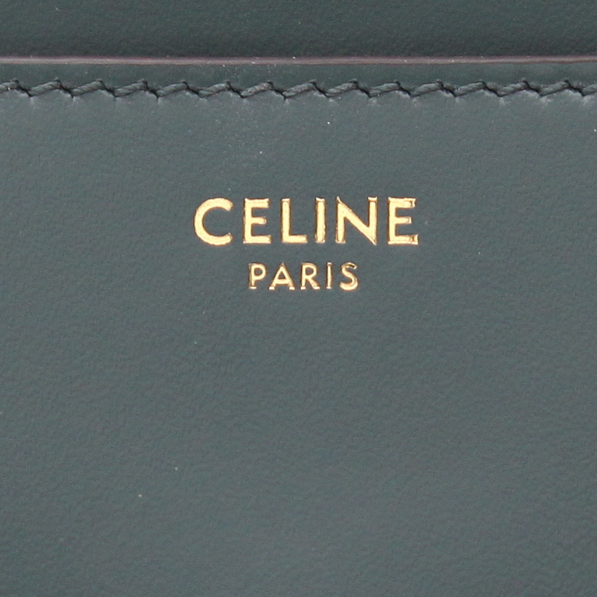 Bolso bandolera Celine  16 mini  en cuero verde - Detail D2