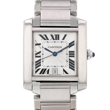 Montre Cartier Tank Française moyen modèle  en acier Ref: Cartier - 2302  Vers 2000