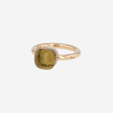Bague Pomellato Nudo Petit en or rose et quartz Jaune Citron
