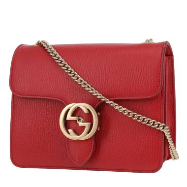 Sac bandoulière Gucci  Interlocking G en cuir grainé rouge