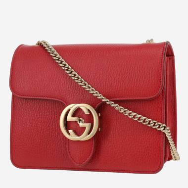 Sac bandoulière Gucci  Interlocking G en cuir grainé rouge